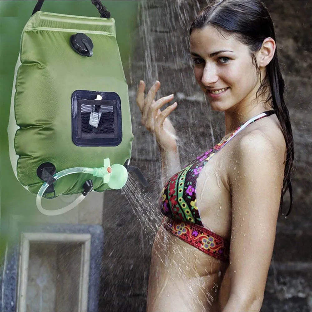 Solar Shower Bag 20L Outdoor Heating Premium Camping Hot Water Temperature 45Ac With Removable Hose Head