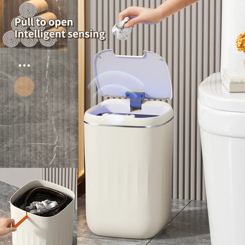 24L Smart Sensor Trash Can Bathroom Electronic Garbage Bucket Automatic Intelligent Dustbin For Kitchen Toilet Wastebask