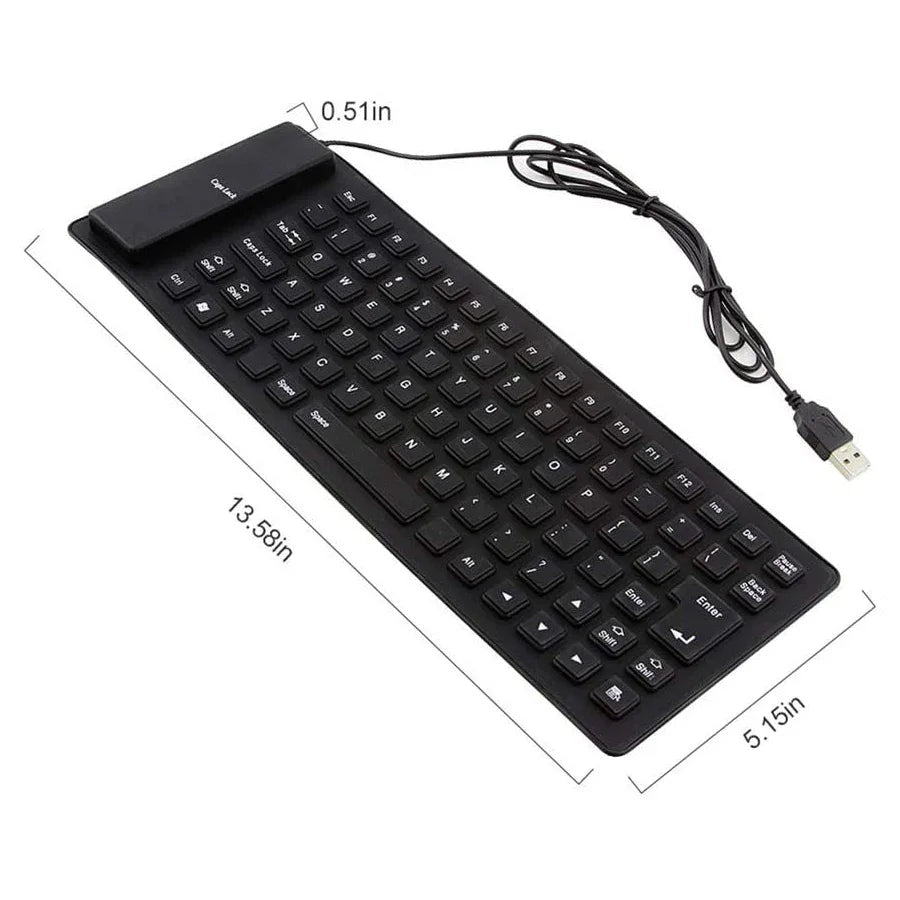 Foldable Silicone Keyboard Usb Wired 85 Keys Waterproof Rollup Silent Typing Soft Touch For Pc Notebook Laptop
