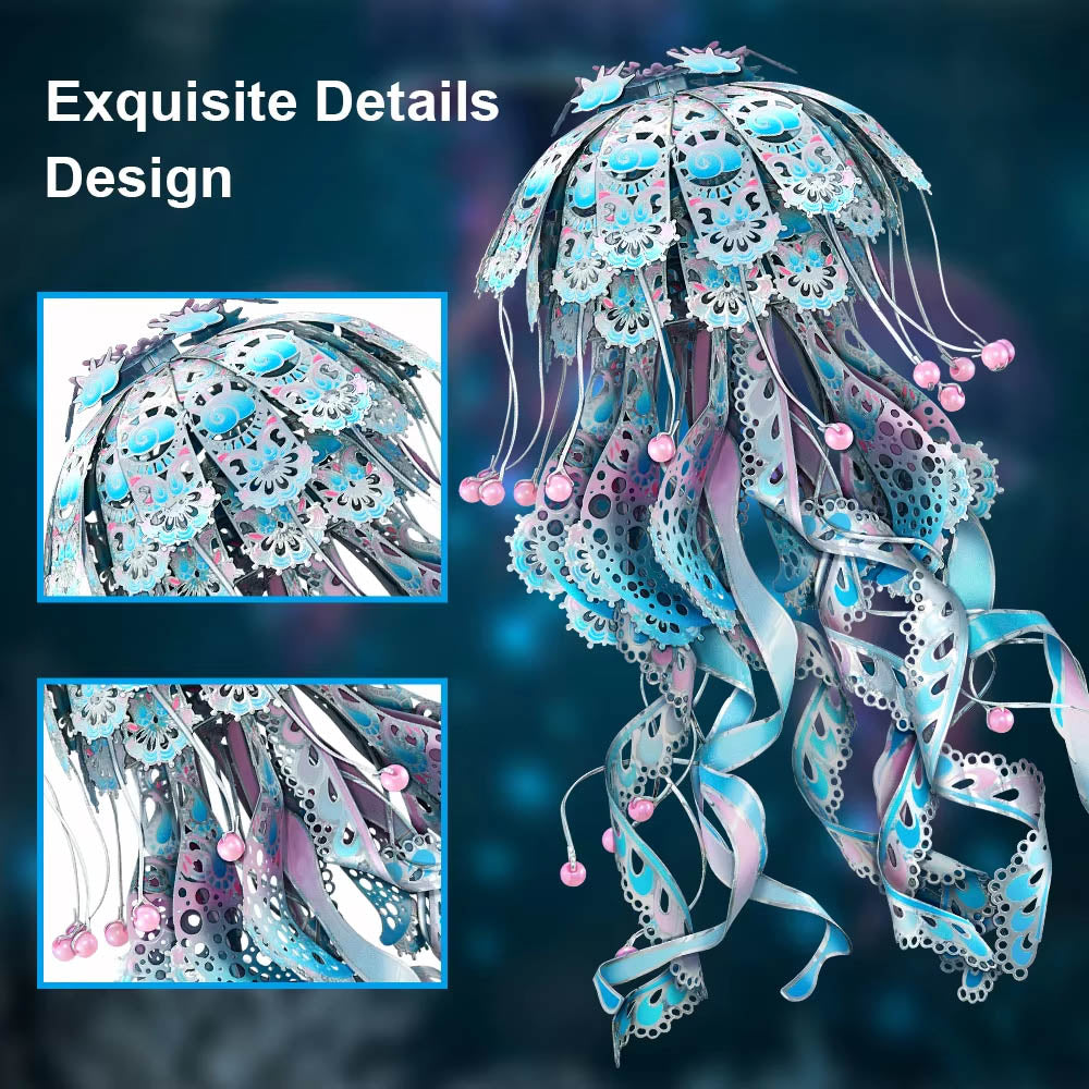 Piececool Model Building Kits Colourful Jellyfish Puzzle 3D Metal Diy Toys Jigsaw For Adult Brain Teaser Teens Gifts