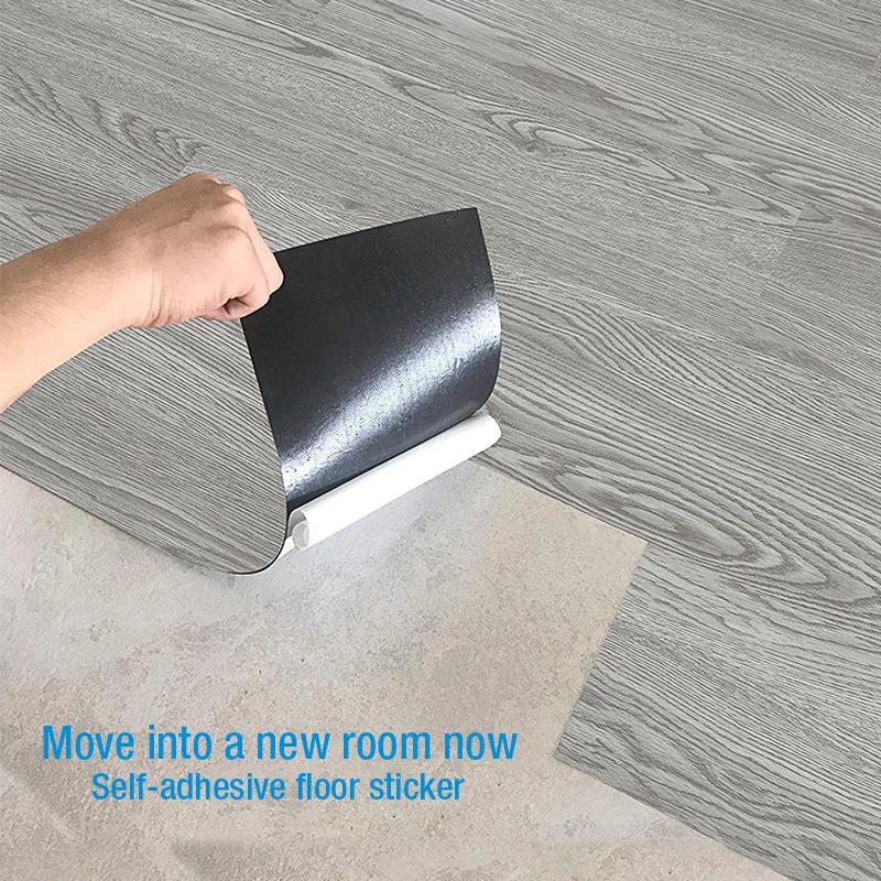5Pcs Vinyl Tile Light Walnut Stain Self Adhesive Waterproof Floor Stickers