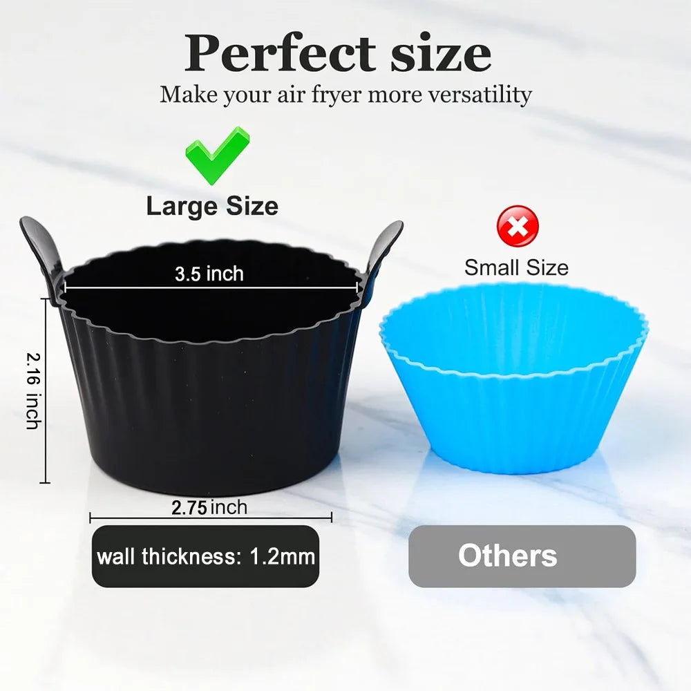 Silicone Air Fryer Egg Poacher Cupcake Baking Cups Ramekins Ovens Basket