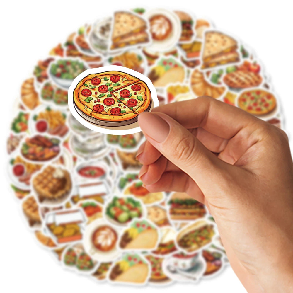 46Pcs Burger Pizza Coffee American Food Theme Stickers Decorated Notebook Water Bottle Diary Classic Toy Scrapbook Diy D