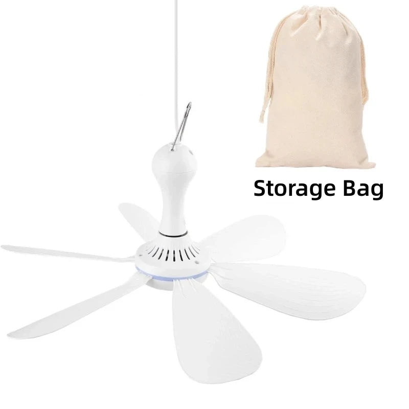Usb Fan Silent 6 Blade Ceiling 4 Speed Hanging For Camping Bed Outdoor Camper Tents