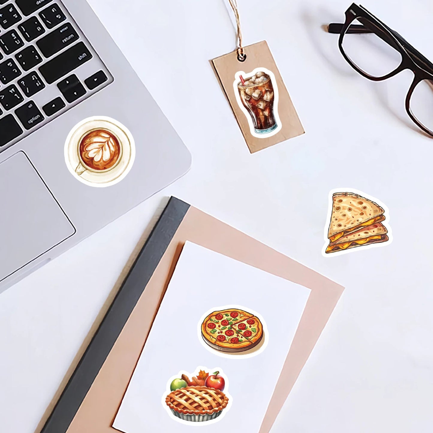 46Pcs Burger Pizza Coffee American Food Theme Stickers Decorated Notebook Water Bottle Diary Classic Toy Scrapbook Diy D