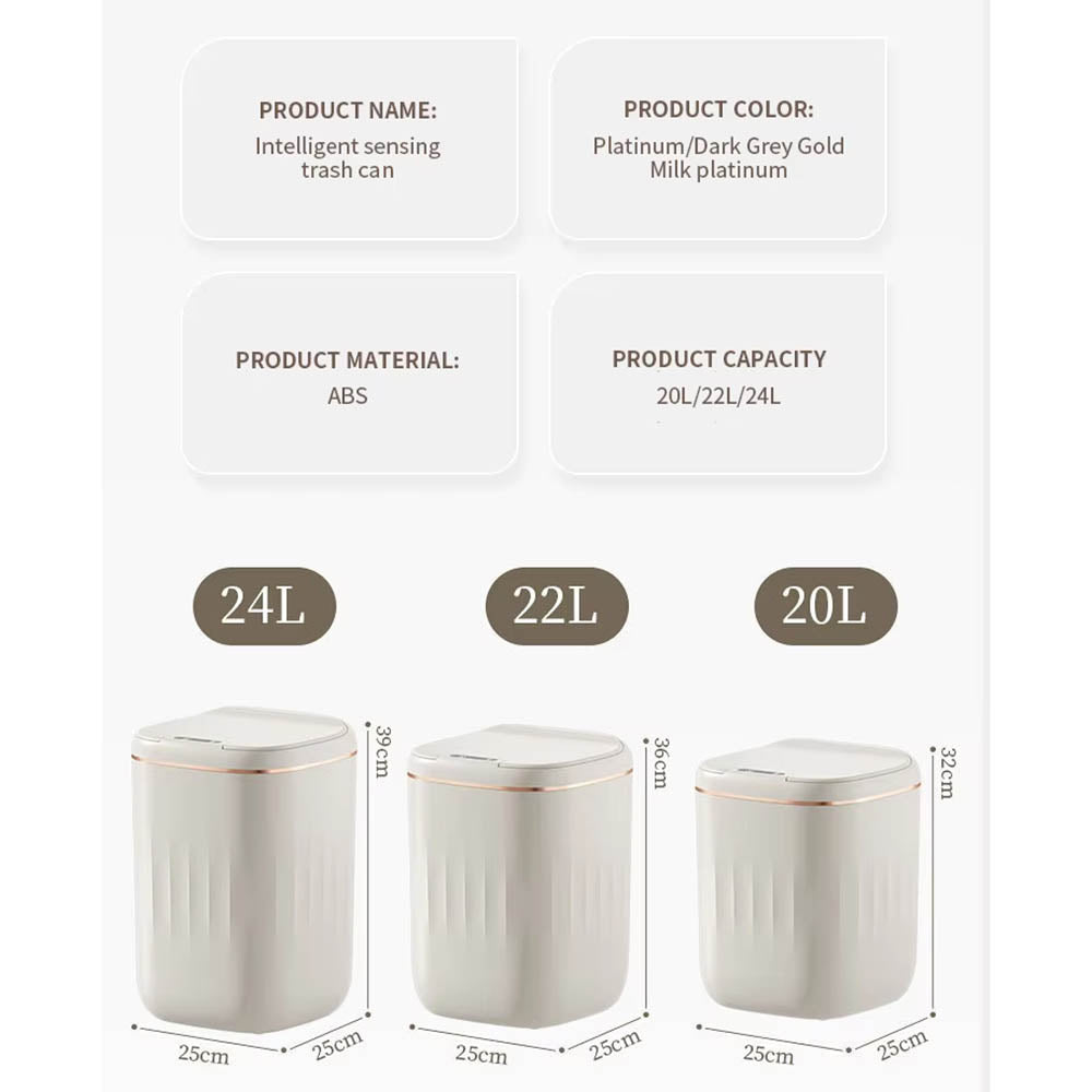 24L Smart Sensor Trash Can Bathroom Electronic Garbage Bucket Automatic Intelligent Dustbin For Kitchen Toilet Wastebask