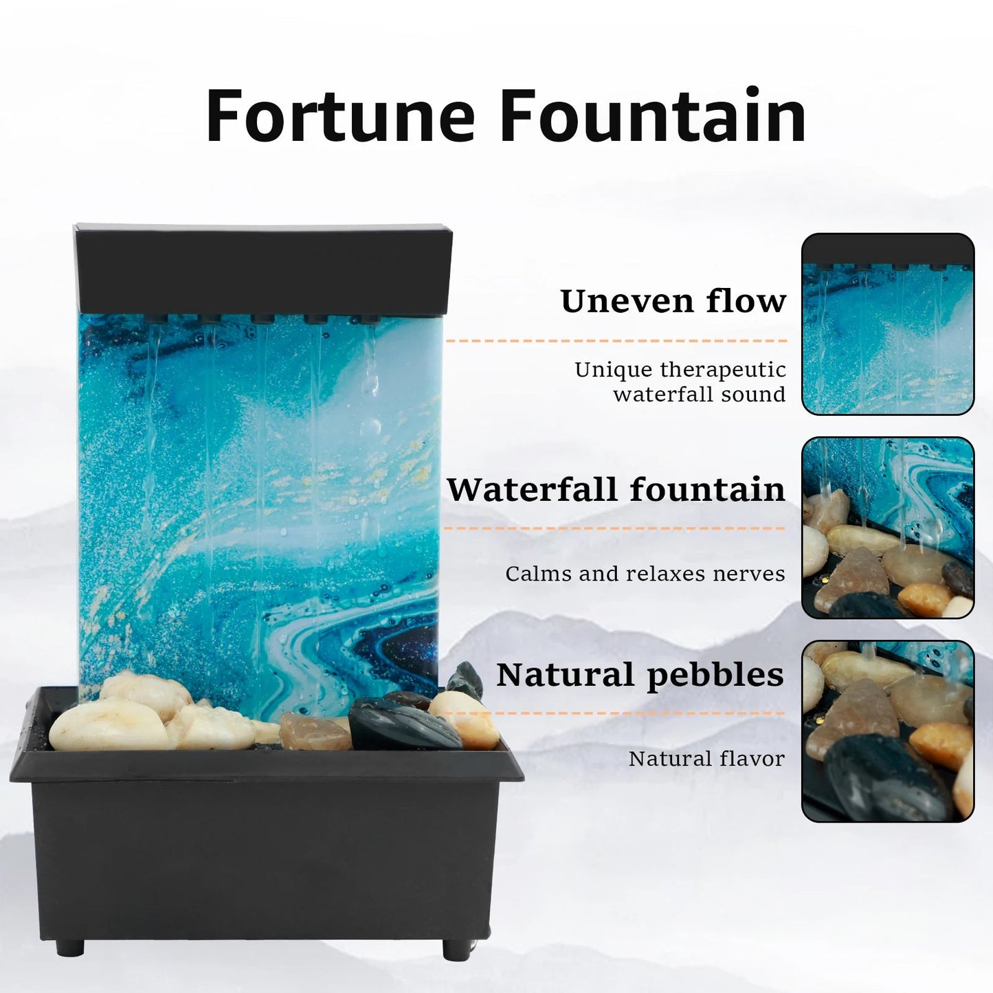 Tabletop Fountain Decor Water Landscape Ornament Attract Wealth Relax Zen Meditation