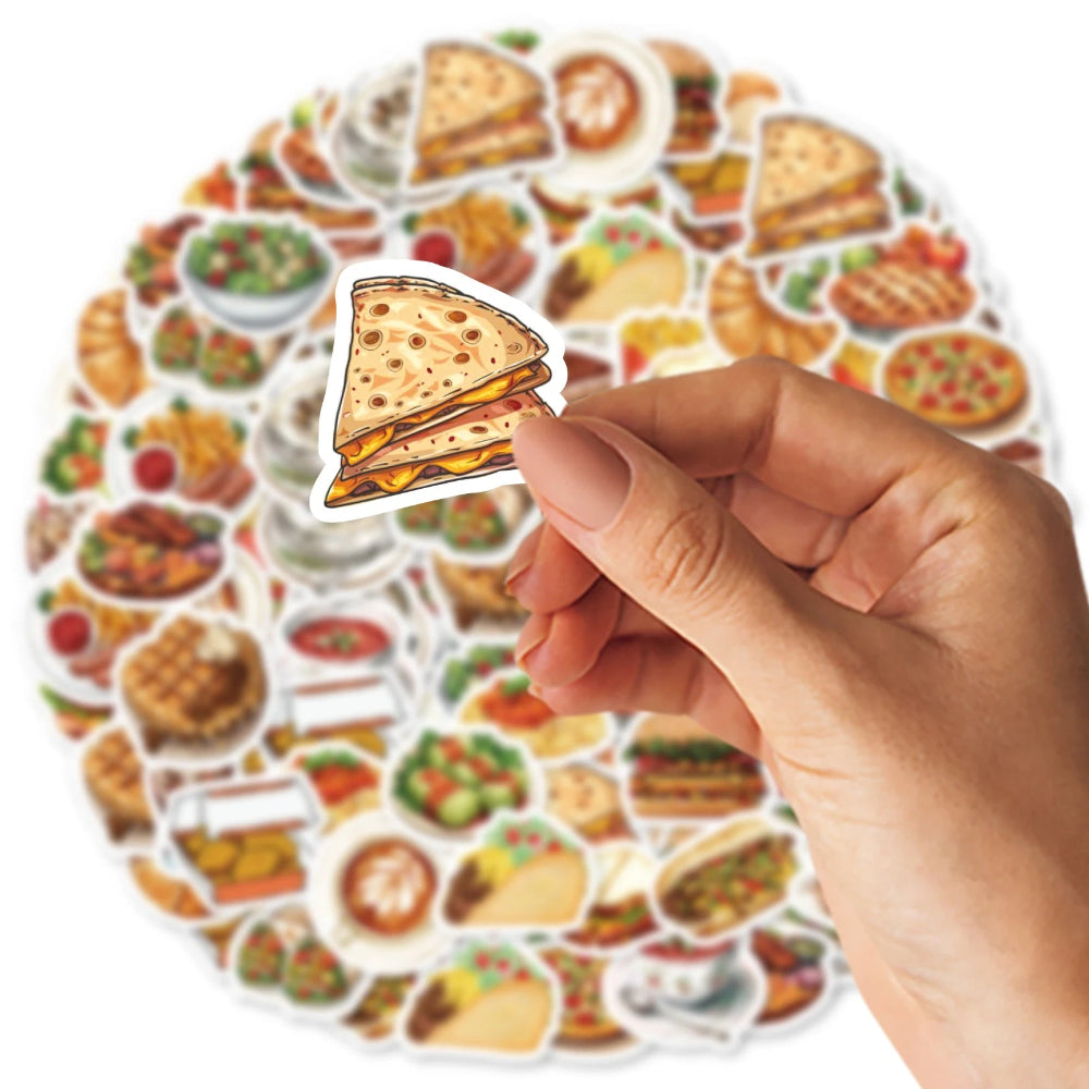 46Pcs Burger Pizza Coffee American Food Theme Stickers Decorated Notebook Water Bottle Diary Classic Toy Scrapbook Diy D