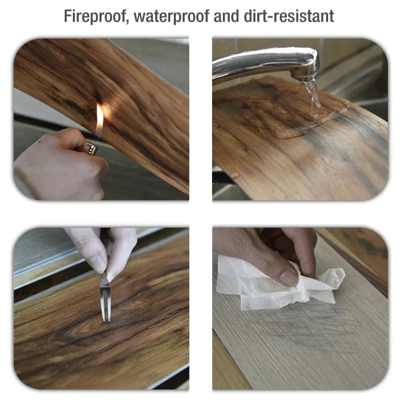 5Pcs Vinyl Tile Light Walnut Stain Self Adhesive Waterproof Floor Stickers