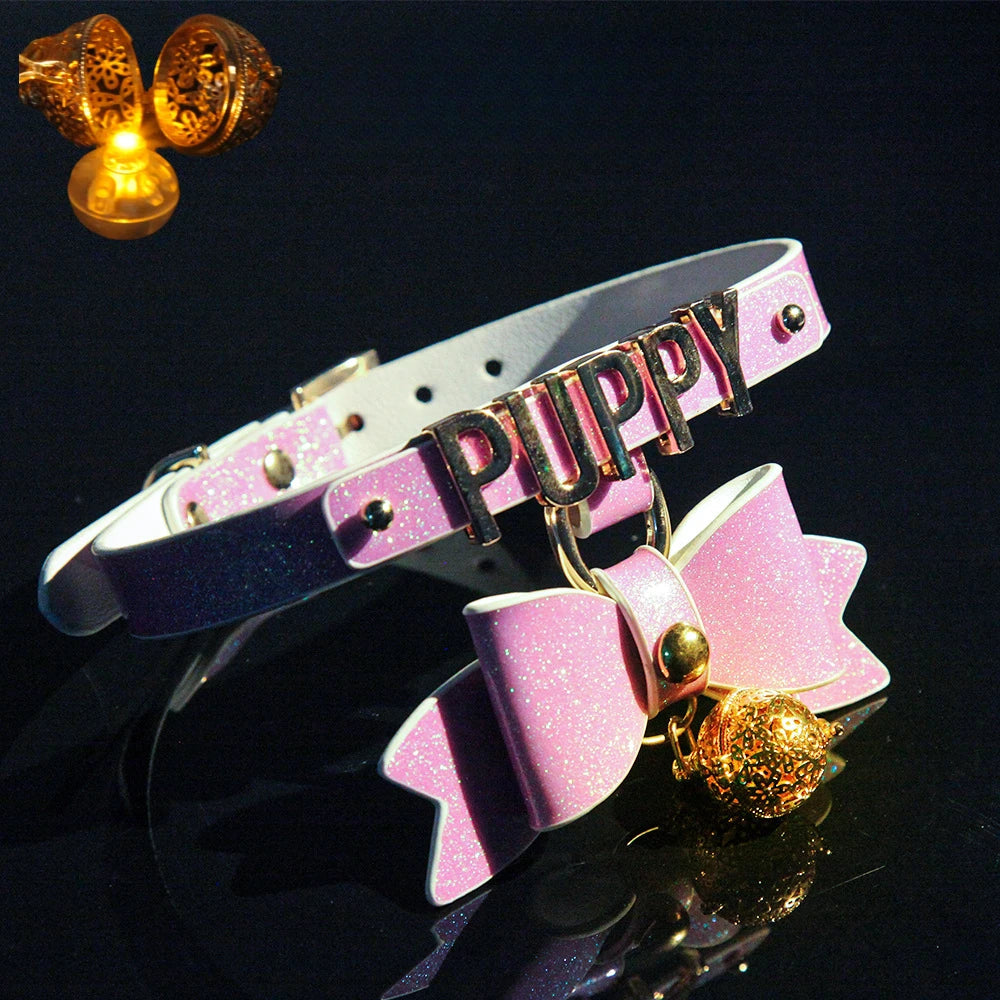 Bdsm Choker With Glowing Bell Lead Rope Puppy Play Sextoy For Women Couple Collar Bondage Harness Woman Accessories Sexy