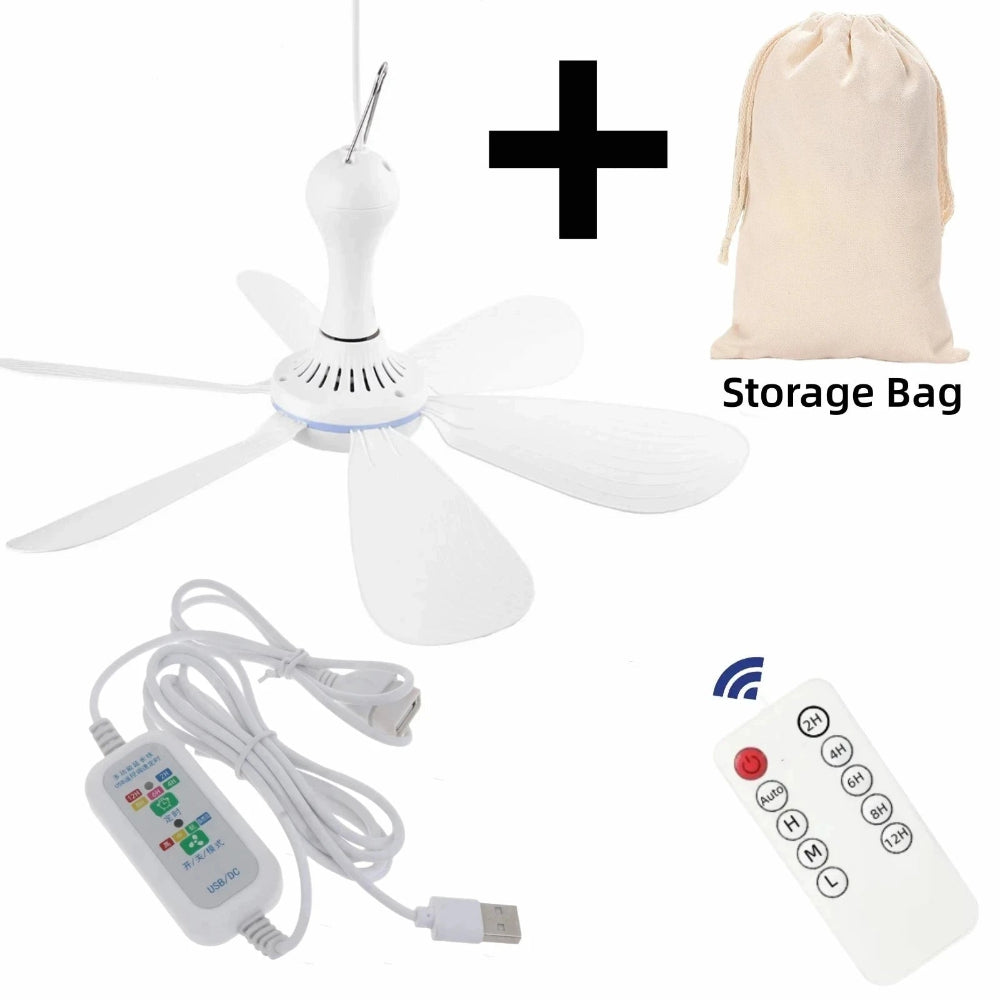 Usb Fan Silent 6 Blade Ceiling 4 Speed Hanging For Camping Bed Outdoor Camper Tents