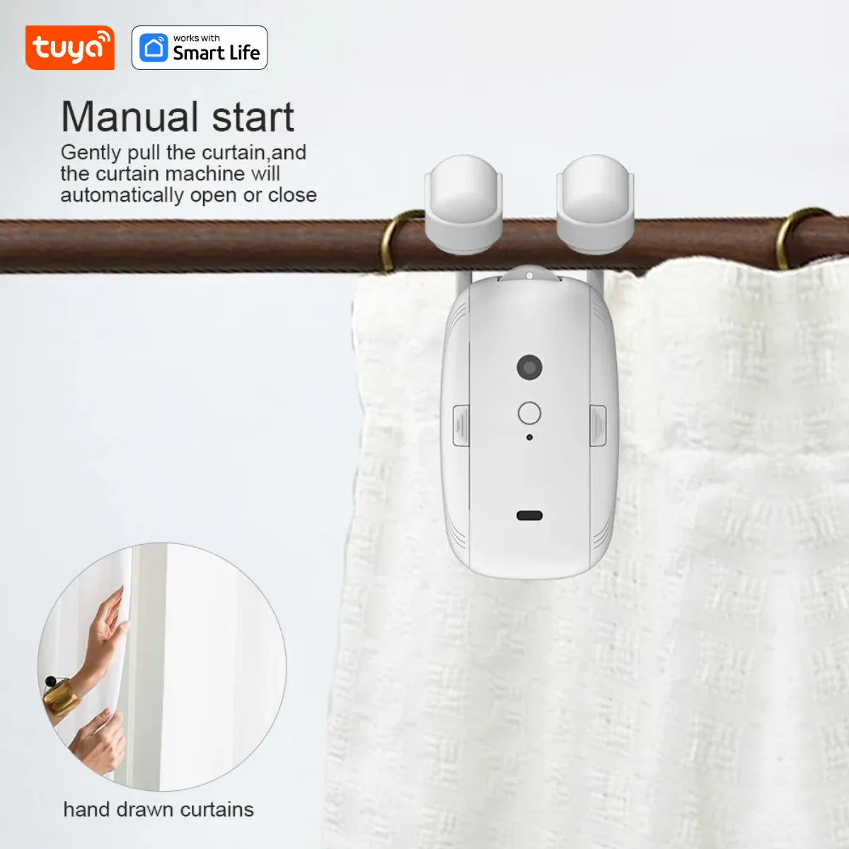 1Pcs Tuya Smart Curtain Robot Roman Rod Track App Controlsingle/Double (Works With Gateway For Remote Controli
