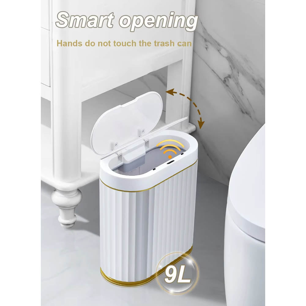 7/9L Automatic Sensor Trash Can Fashionable Roman Striped Bathroom Toilet Smart Kitchen Induction Garbage Bin Dustbin
