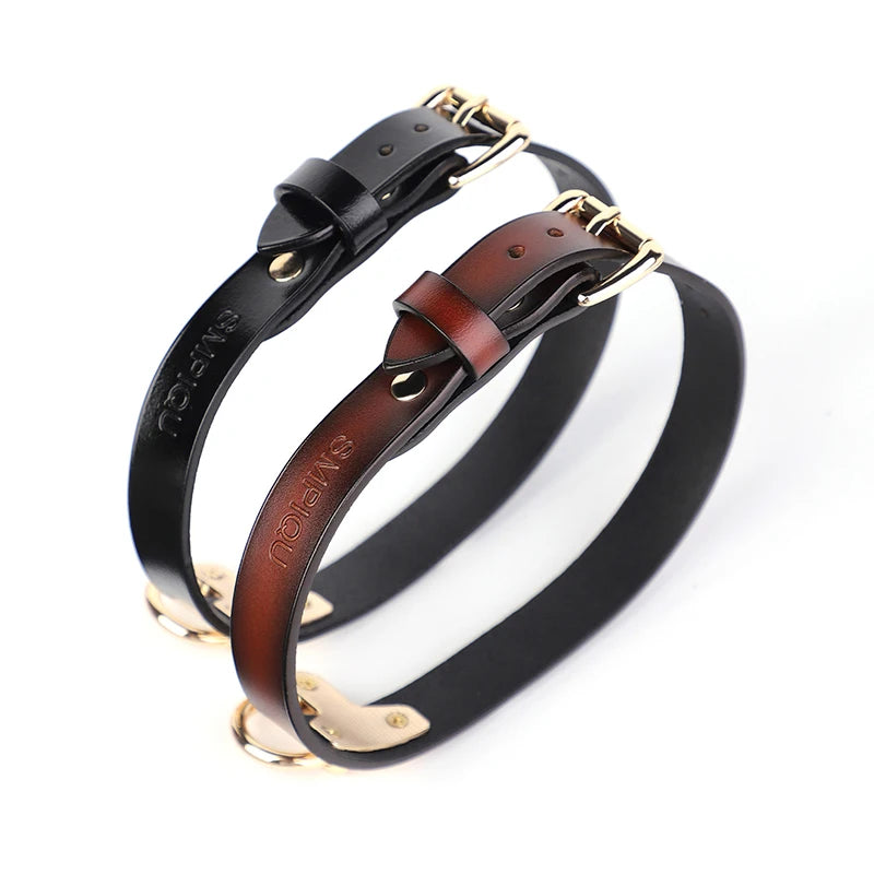 Bondage Genuine Leather Collar Slave Bed Neck Restraint With Leash Bdsm Erotic Sex Toys For Women Couples Adult Games