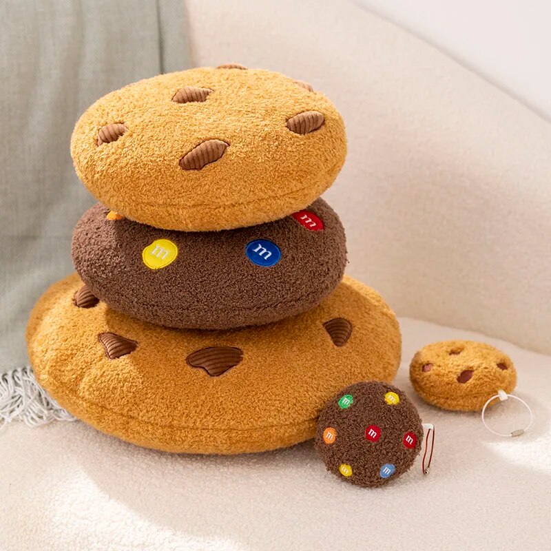 Plush Pillow Light Brown Chocolate Cookies Biscuit Shape Stuffed Soft Cushion