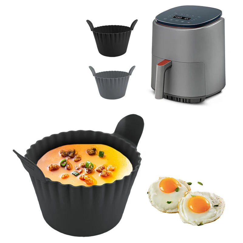 Silicone Air Fryer Egg Poacher Cupcake Baking Cups Ramekins Ovens Basket