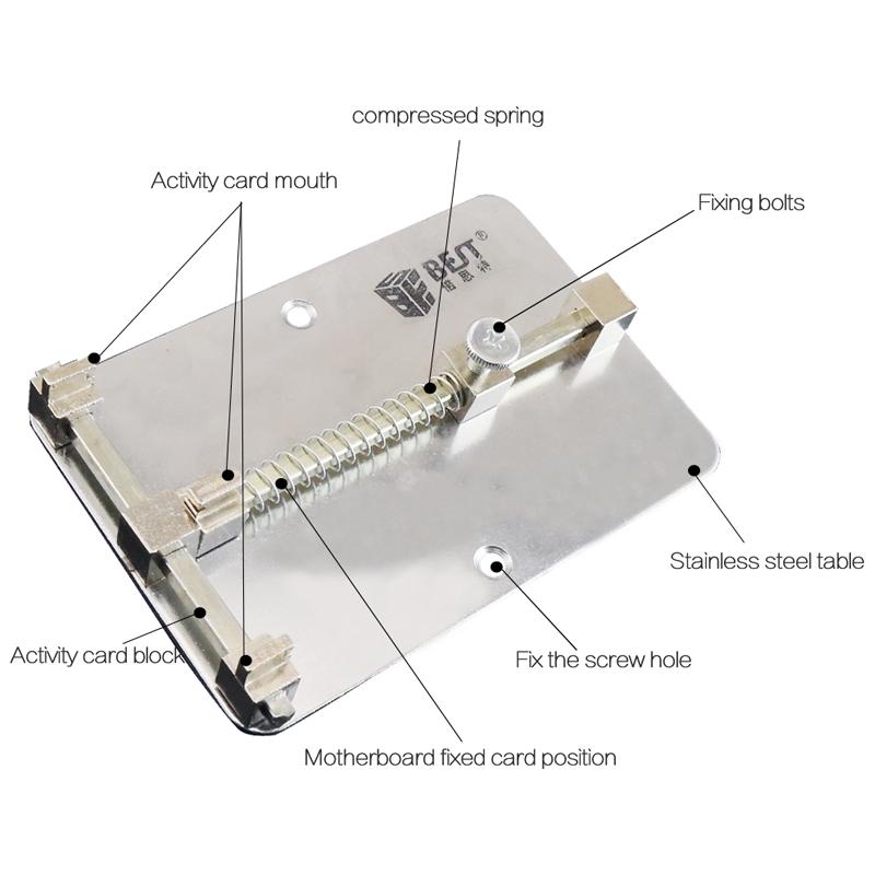 Stainless Steel Mobile Phone Pcb Repair Tool Holder With Adjustable Clips