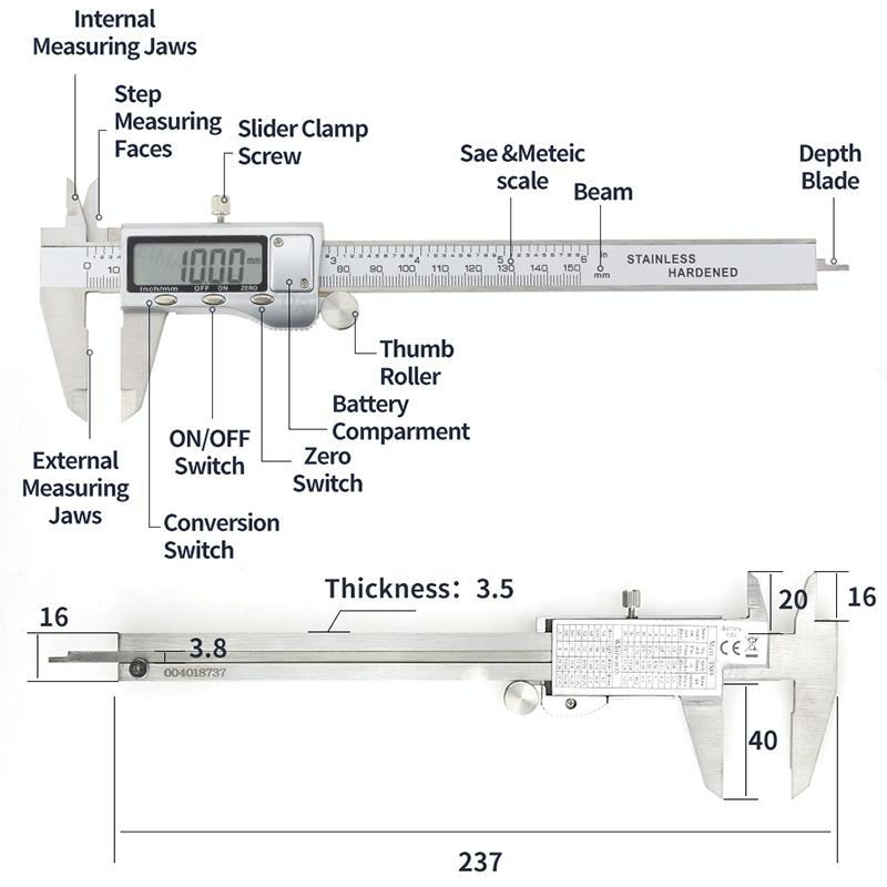 Digital Vernier Caliper With Lcd Display Measuring Tool
