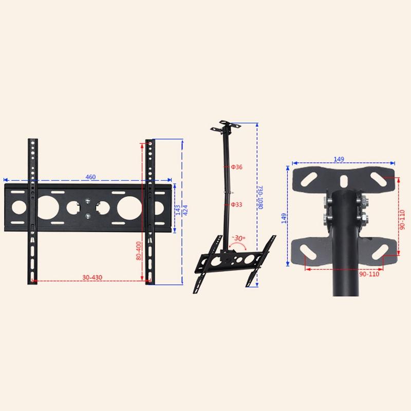 Single Screen Television Wall And Ceiling Mount For 32 To 65 Inch Displays