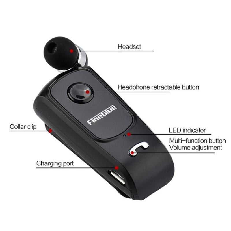Retractable Bluetooth Headset With Caller Vibration Reminder