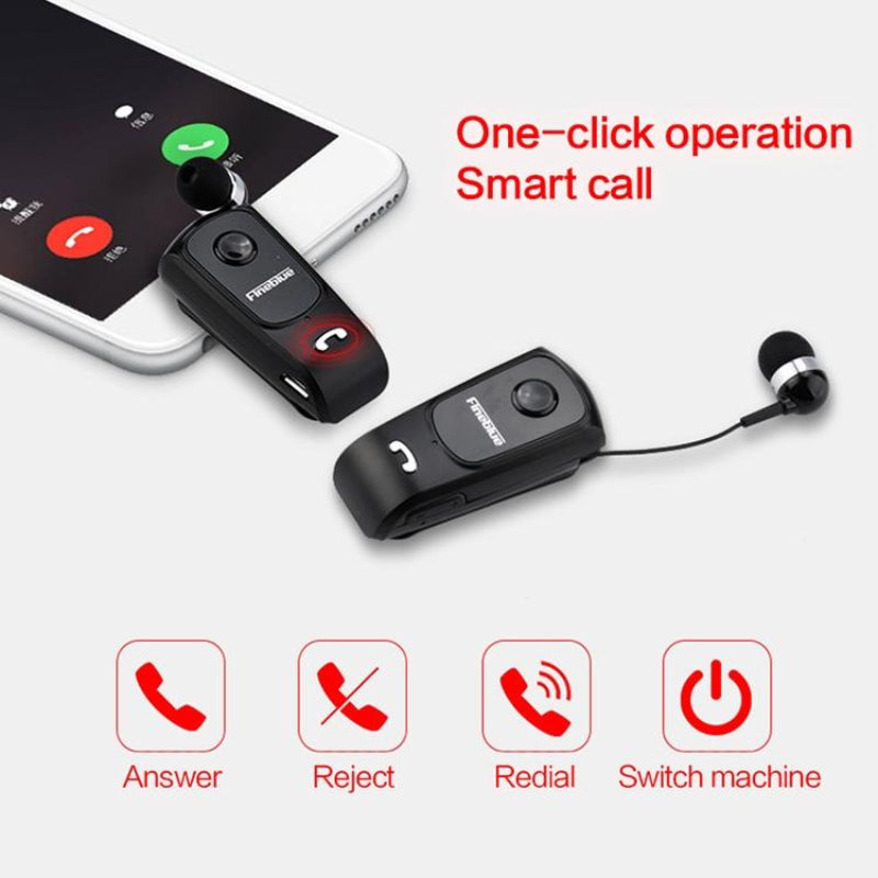 Retractable Bluetooth Headset With Caller Vibration Reminder