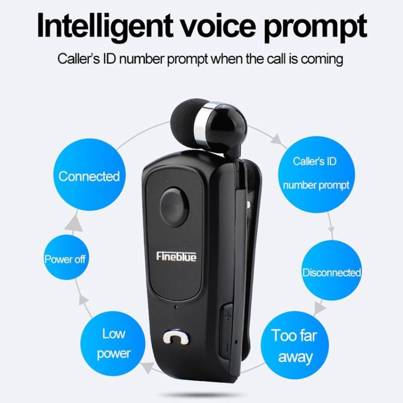 Retractable Bluetooth Headset With Caller Vibration Reminder