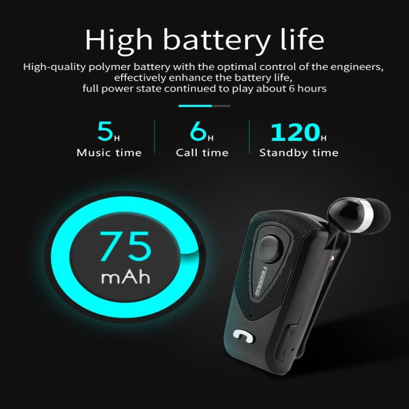 Retractable Bluetooth Headset With Caller Reminder And Anti Theft Vibration