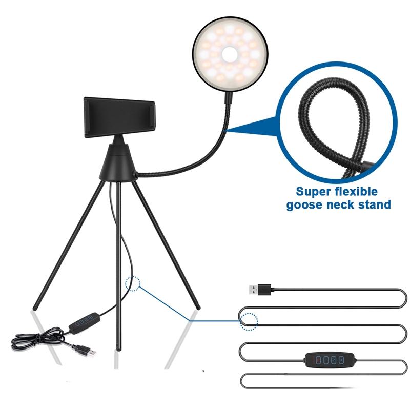Dimmable Led Ring Light With Phone Tripod Stand For Mobile Photography