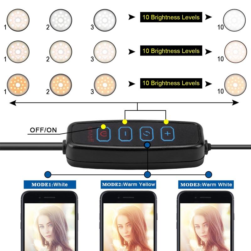 Dimmable Led Ring Light With Phone Tripod Stand For Mobile Photography