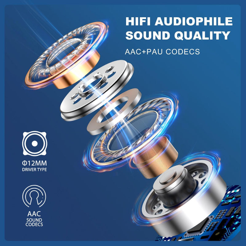 Waterproof Wireless 9D Stereo Headphones With Led Charging Box For Portable Audio