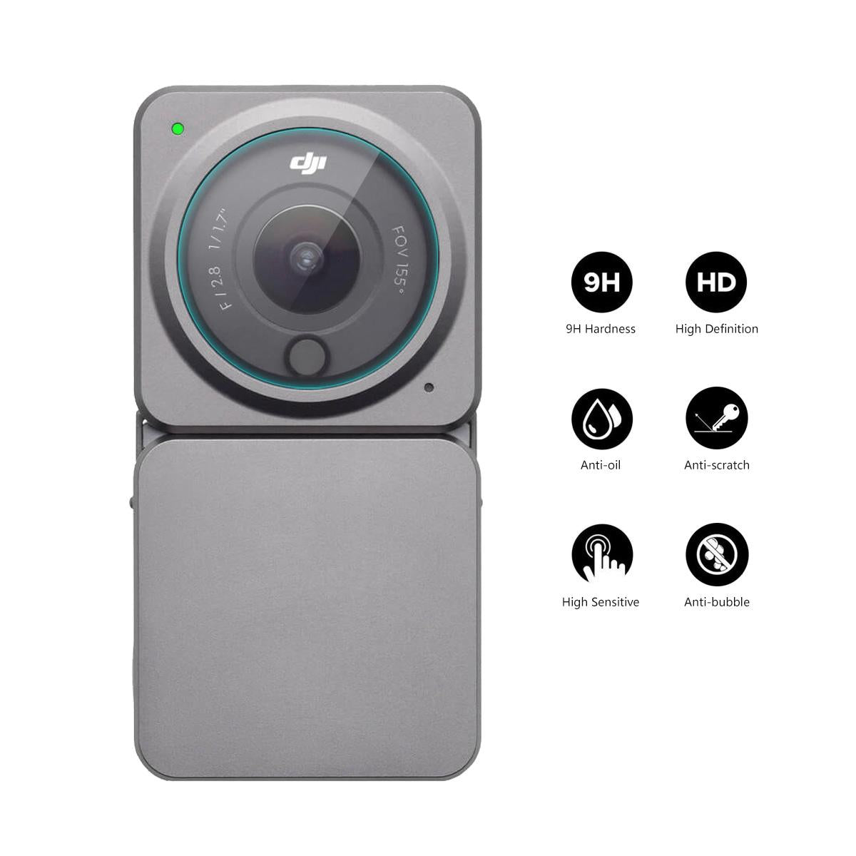 9H Tempered Glass Screen Film For Dji Action 2 Power Combo With 0.2 Millimetre Thickness