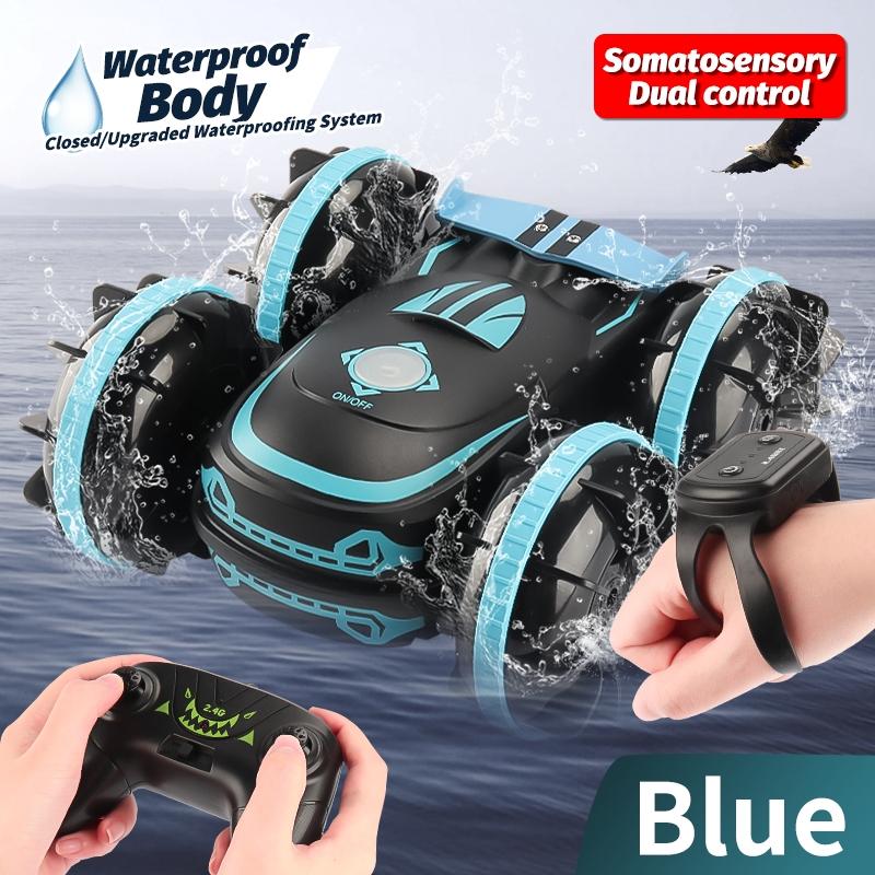 Amphibious Vehicle With Dual 2.4G Remote Control For Land And Water Use
