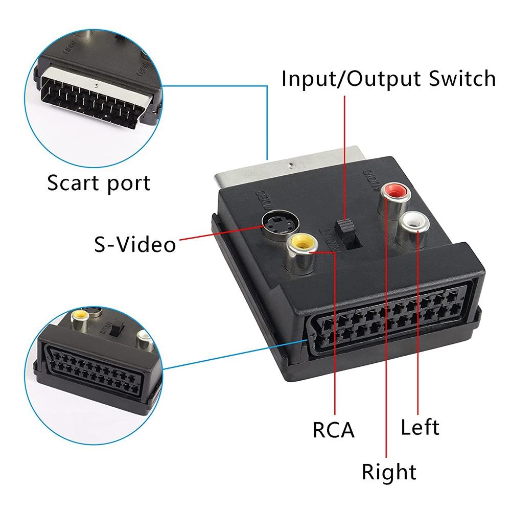 Scart Male To Female Video Rca Adapter Audio Converter For Signal Transfer