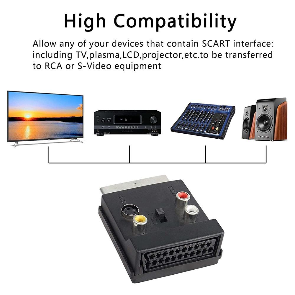 Scart Male To Female Video Rca Adapter Audio Converter For Signal Transfer