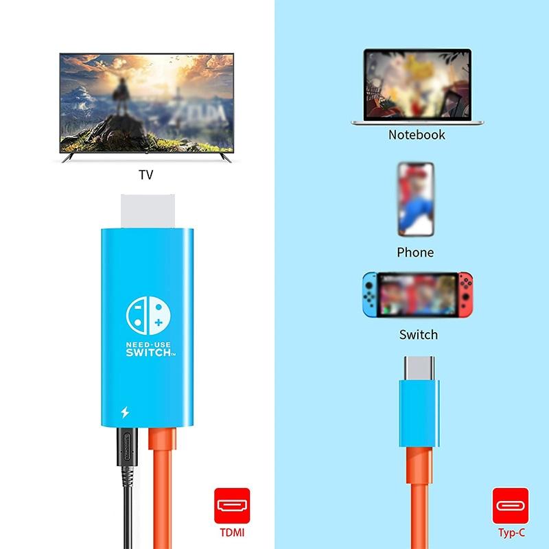 6.6 Foot Type C To Hdmi Cable For 4K Television And Nintendo Switch