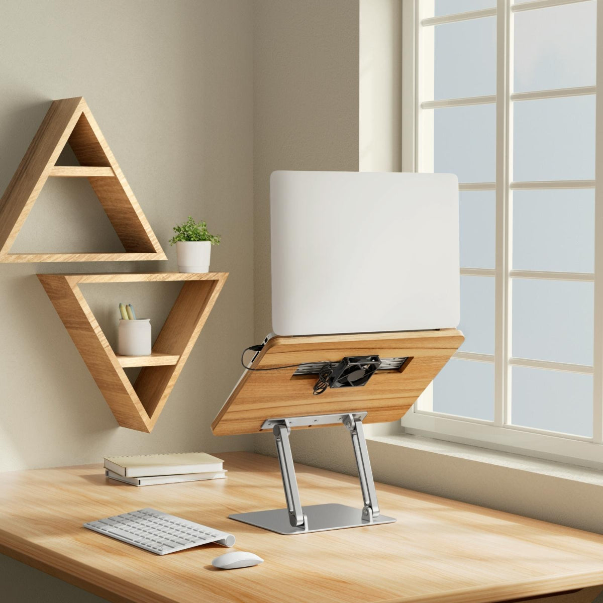 Folding Laptop Stand With Cooling Fan And Tablet Holder