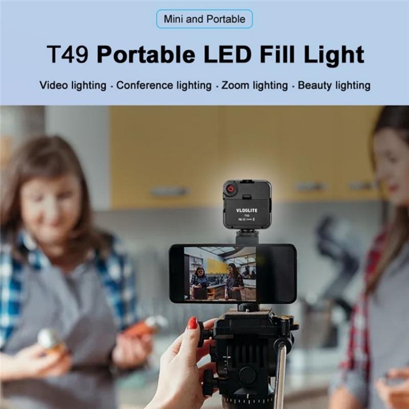 T49 Led Video Light 5600K Mini Fill Lamp For Photography And Streaming