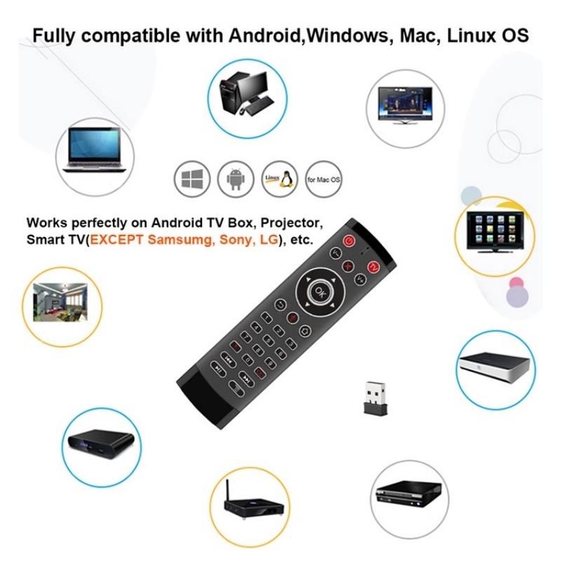 Smart Remote Control For Android Television With Microphone Air Mouse Function