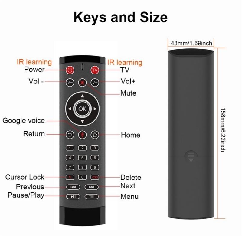 Smart Remote Control For Android Television With Microphone Air Mouse Function
