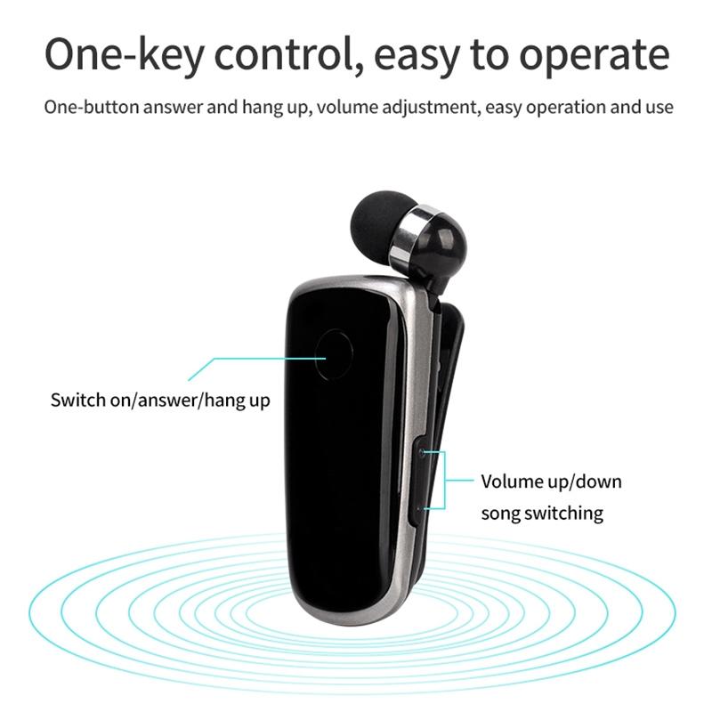 Wireless Bluetooth In Ear Earphone With Vibrating Alert And Clip For Portable Audio