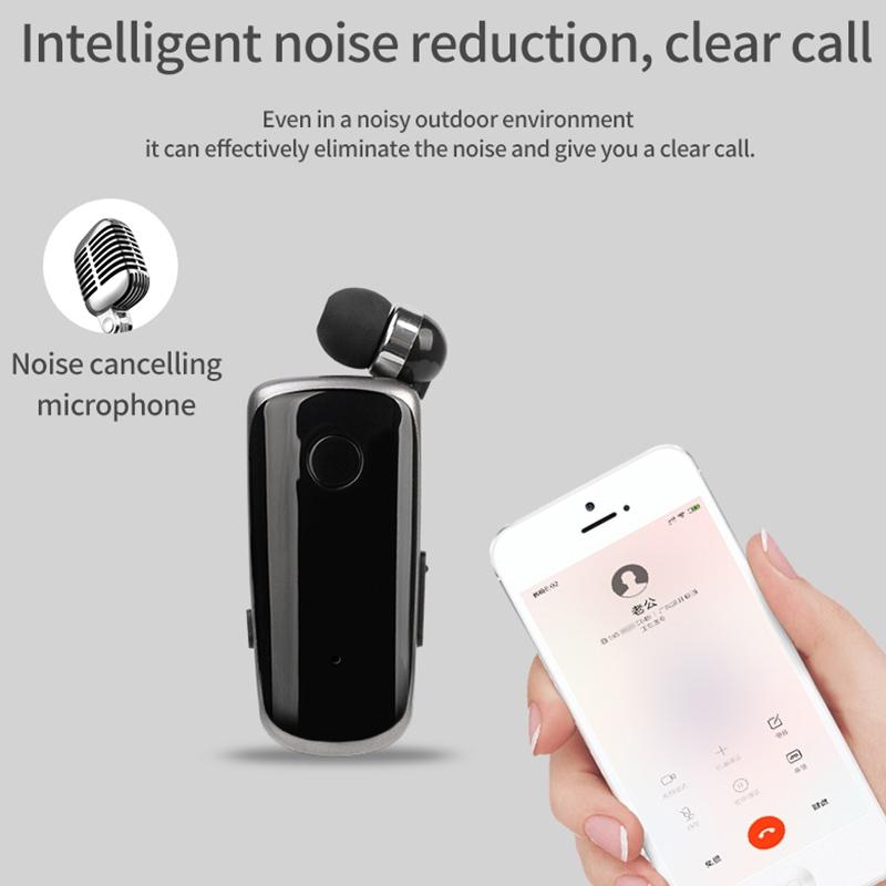 Wireless Bluetooth In Ear Earphone With Vibrating Alert And Clip For Portable Audio