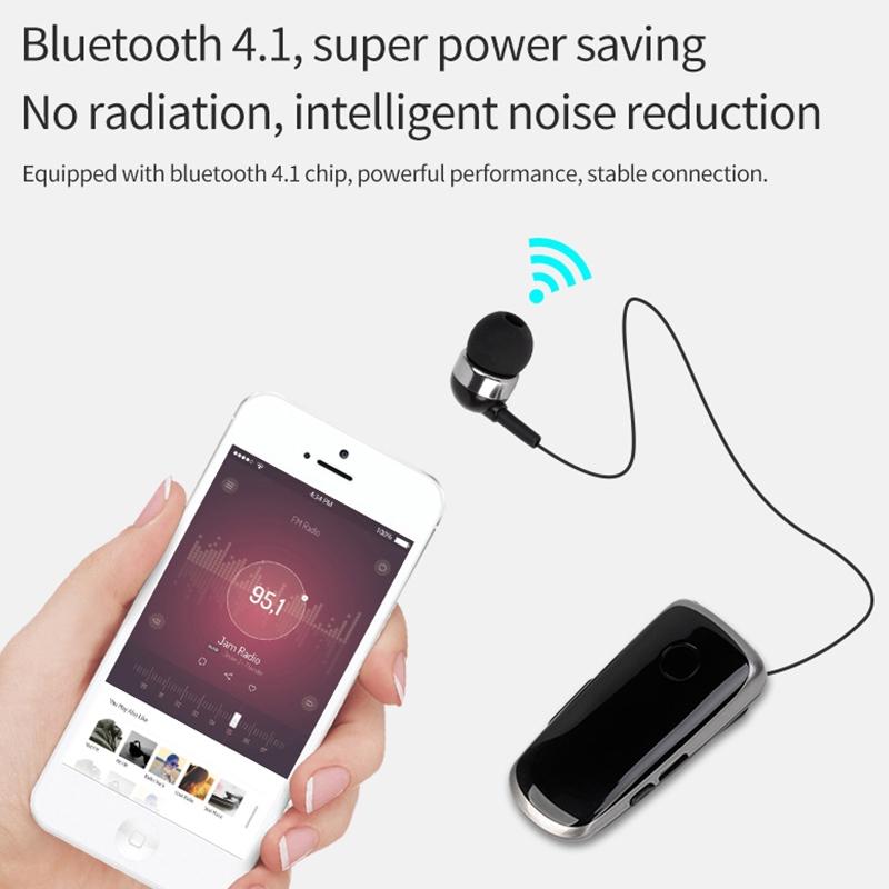 Wireless Bluetooth In Ear Earphone With Vibrating Alert And Clip For Portable Audio
