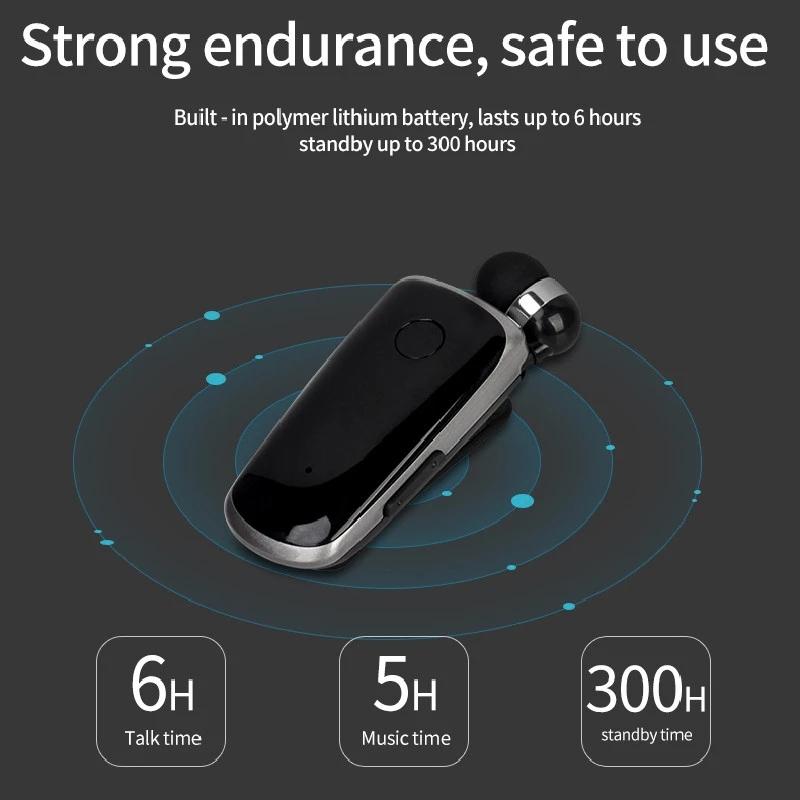 Wireless Bluetooth In Ear Earphone With Vibrating Alert And Clip For Portable Audio