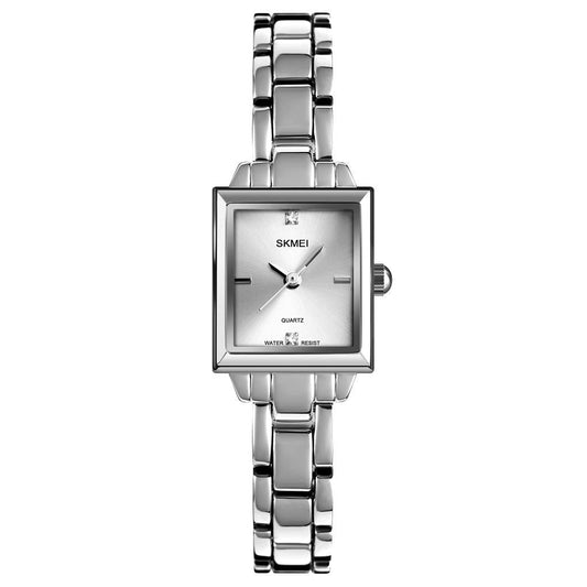 Veile Studios Elegant Square Quartz Watch For Women With Diamonds Silvery