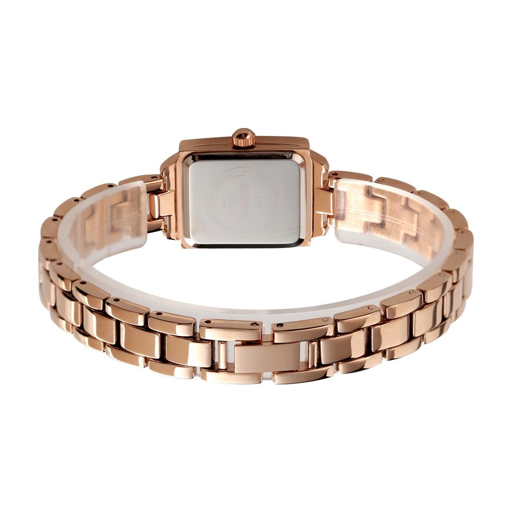 Veile Studios Elegant Square Quartz Watch For Women With Diamonds Silvery