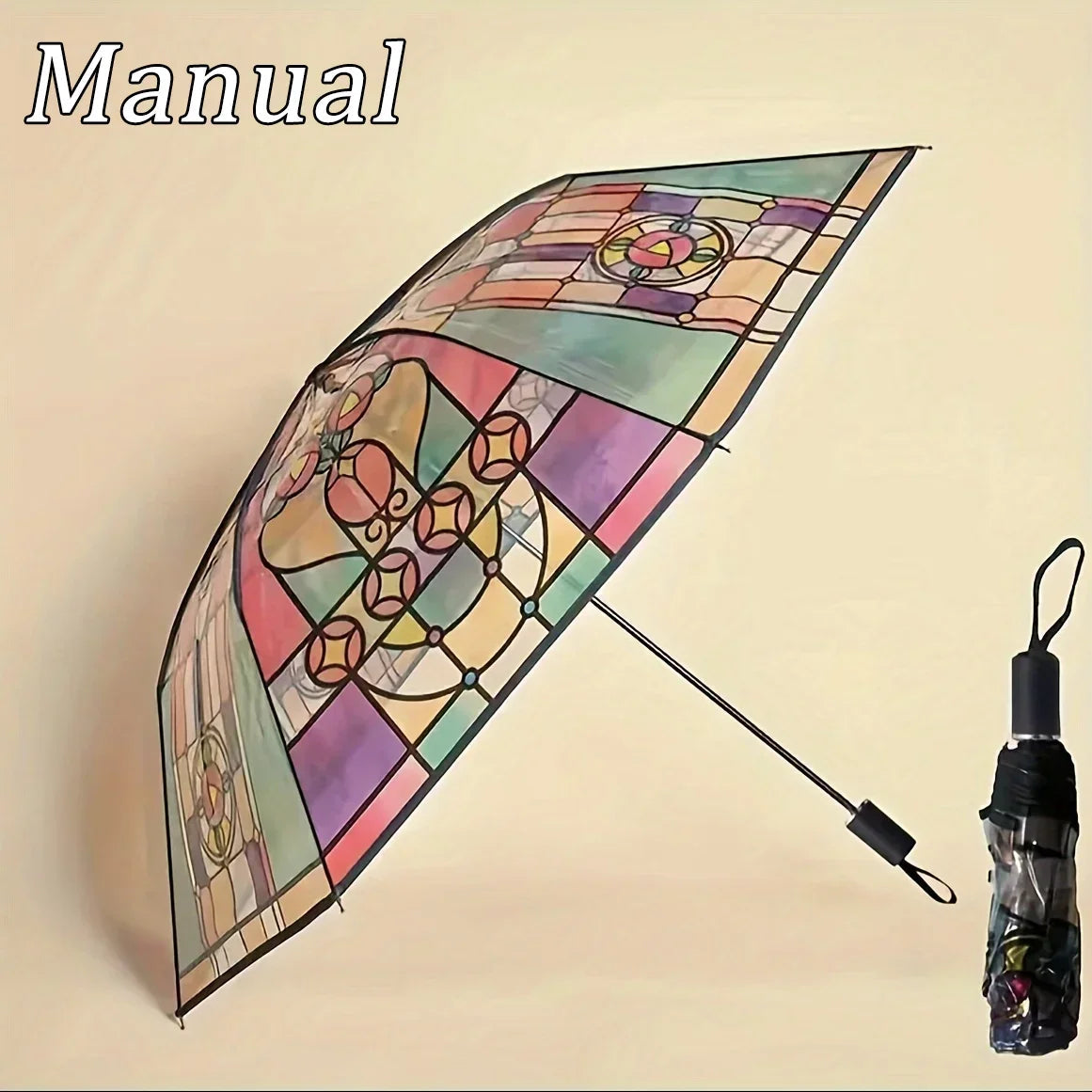 British Wind Rainforest Arch Transparent Umbrella Stained Glass Long Handle Automatic Large Romantic Sunny