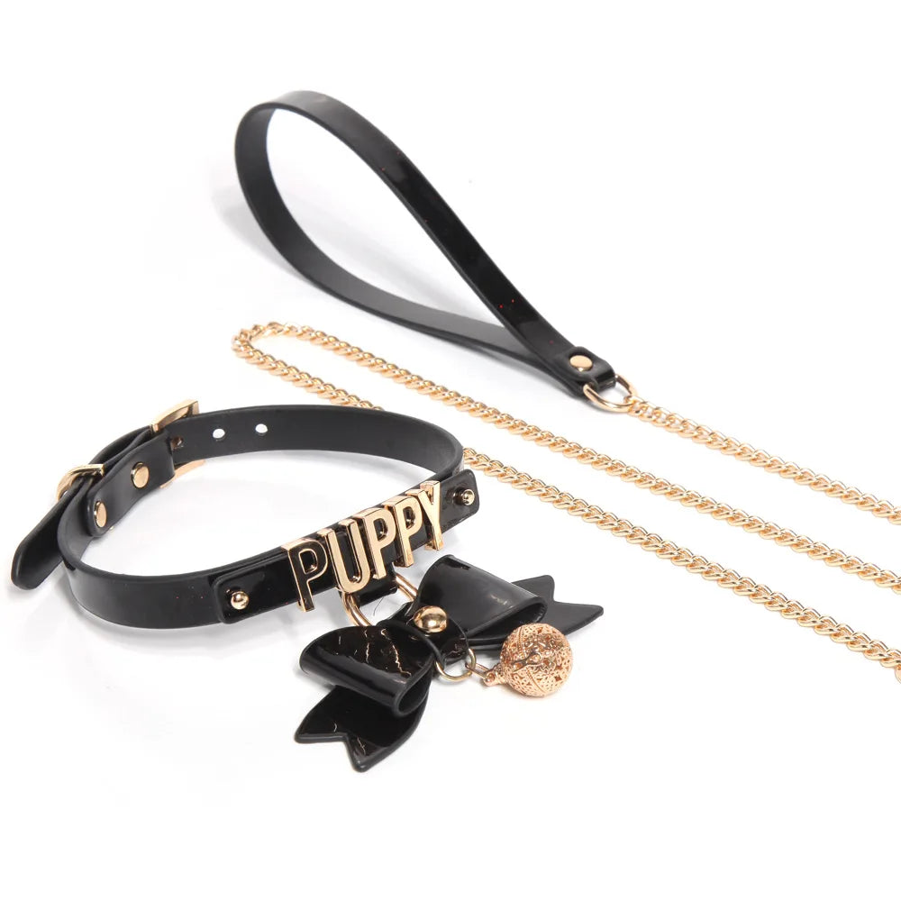Bdsm Choker With Glowing Bell Lead Rope Puppy Play Sextoy For Women Couple Collar Bondage Harness Woman Accessories Sexy