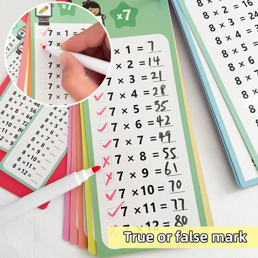 0-12 Times Table Cards Multiplication Charts Self Check Math Learning Tool Montessori Mathematical Training Teaching Aid