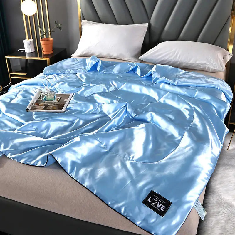 4 Styles Silky Cooling Blanket Thin Quilt Smooth Comforter Bed Cover

<