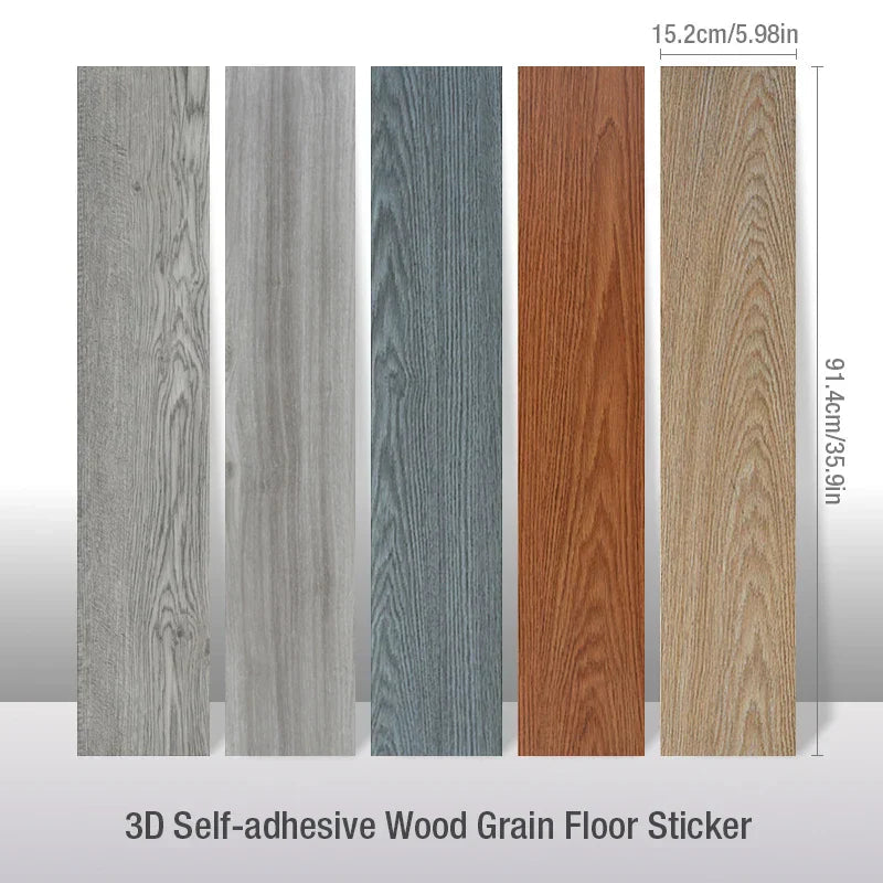 5Pcs Vinyl Tile Light Walnut Stain Self Adhesive Waterproof Floor Stickers